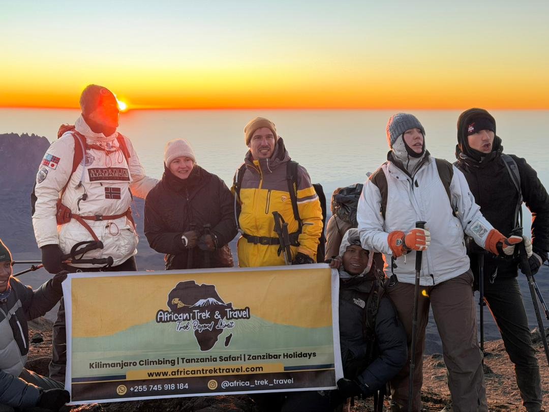 Climbers trekking the 6 Days Machame Route on Mount Kilimanjaro